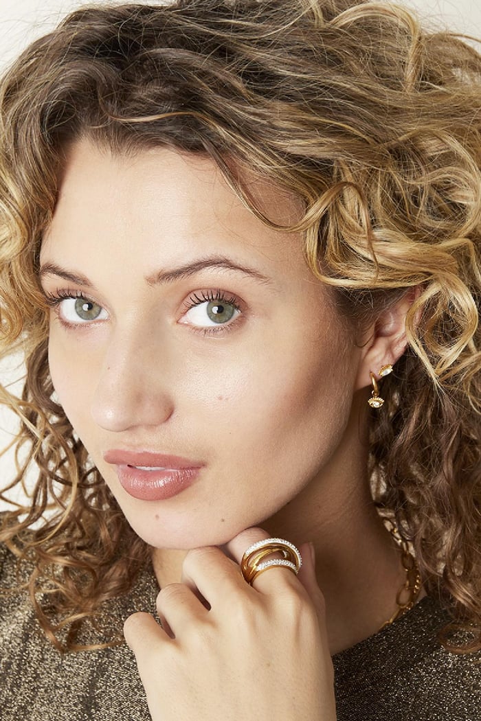 Pendientes Lashes Color dorado Cobre h5Imagen3